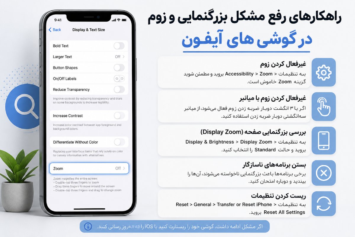 راهکارهای رفع مشکل بزرگنمای و زوم در گوشی های آیفون