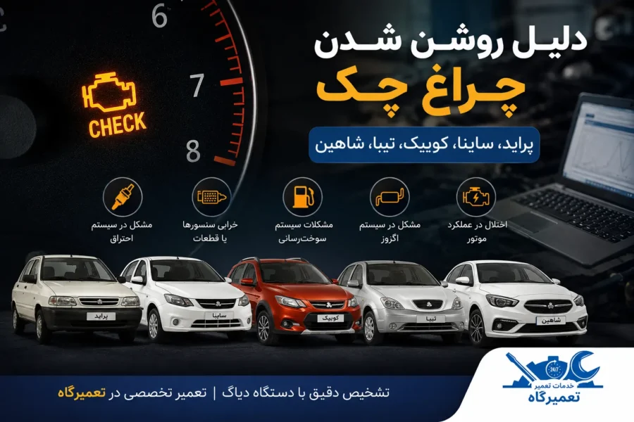 دلیل روشن شدن چراغ چک پراید ، ساینا، کوییک، تیبا، شاهین